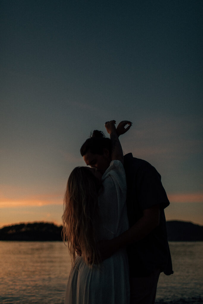 silhouette of couple embracing