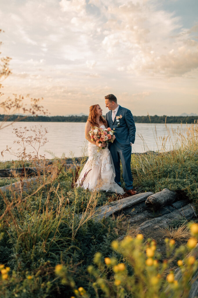Semiahmoo Wedding couple at sunset