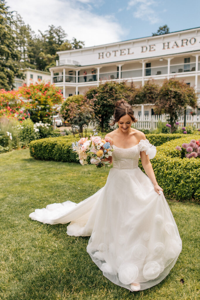 bride at her roche harbor wedding